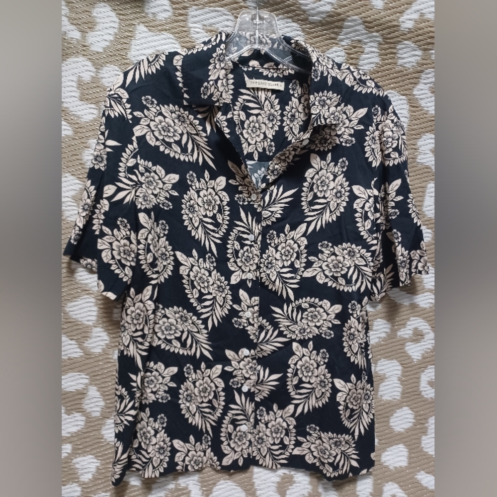 Floral Black and Cream Women's Shirt